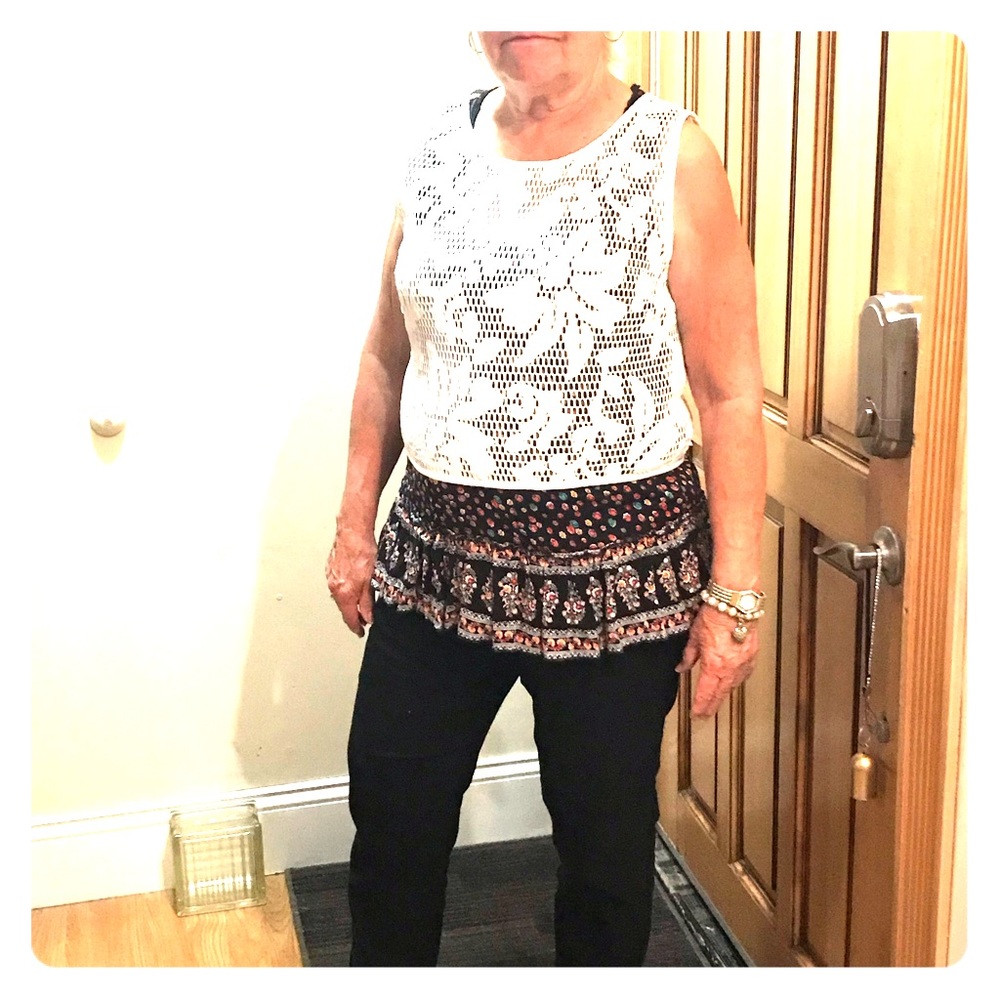 - Forever 21 mesh net floral zippered crop